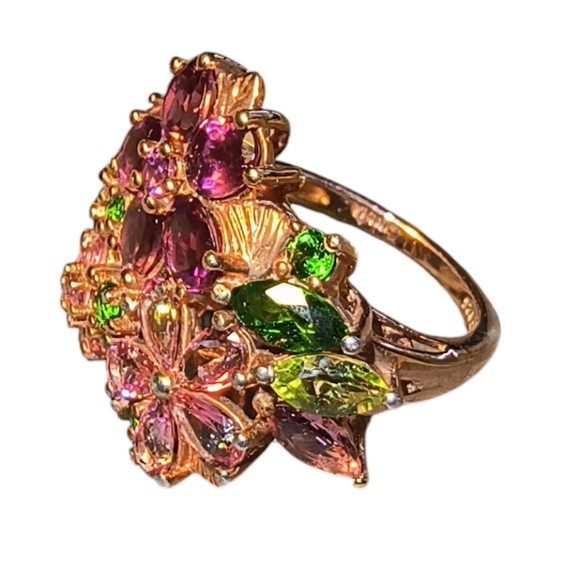 STS Chuck Clemency Rose Gold Vermeil Over Sterling Silver Multi Gemstone Ring - Picture 1 of 11